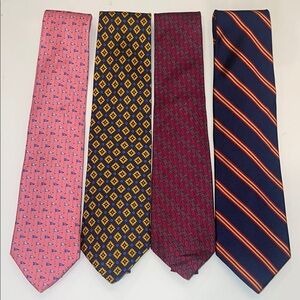 Brooks Brothers Pure Silk Men's Tie Set - Pink, Yellow/Blue, Red, and Blue